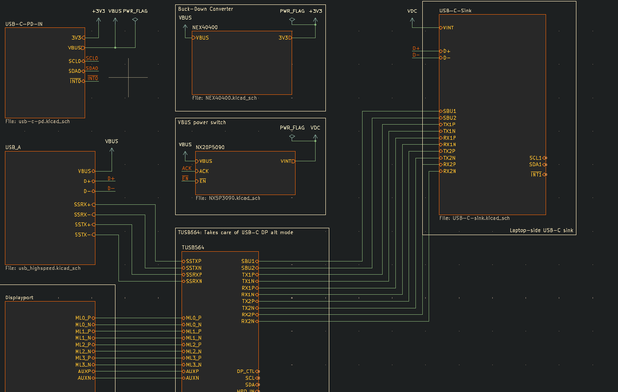 My WIP KiCad schematic for the planned dock