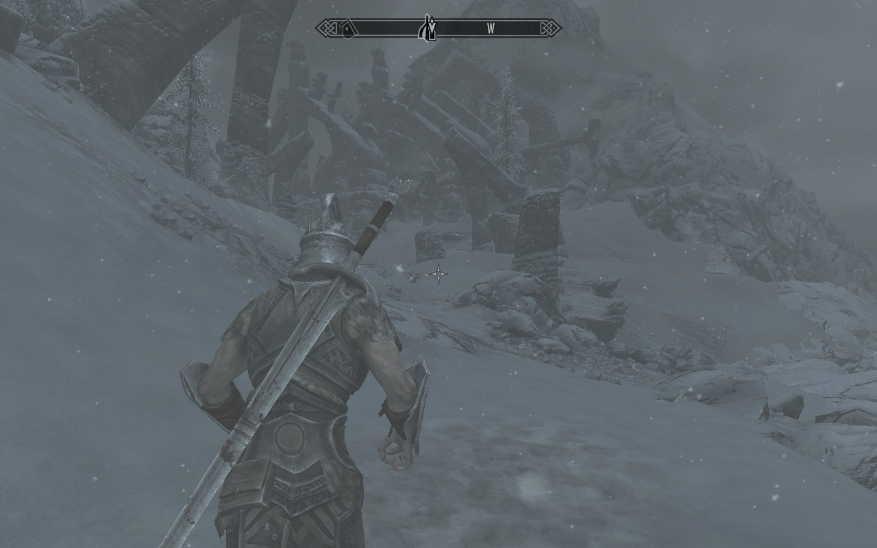 Skyrim screenshot with dragon born going to bleak falls temple