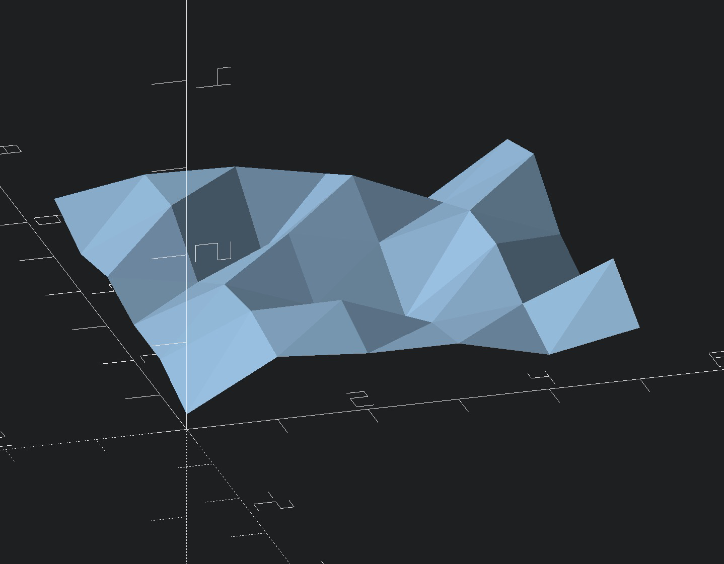 3D plane, uniformly divided in X and Y dimensions, with random perturbations in the Z axis