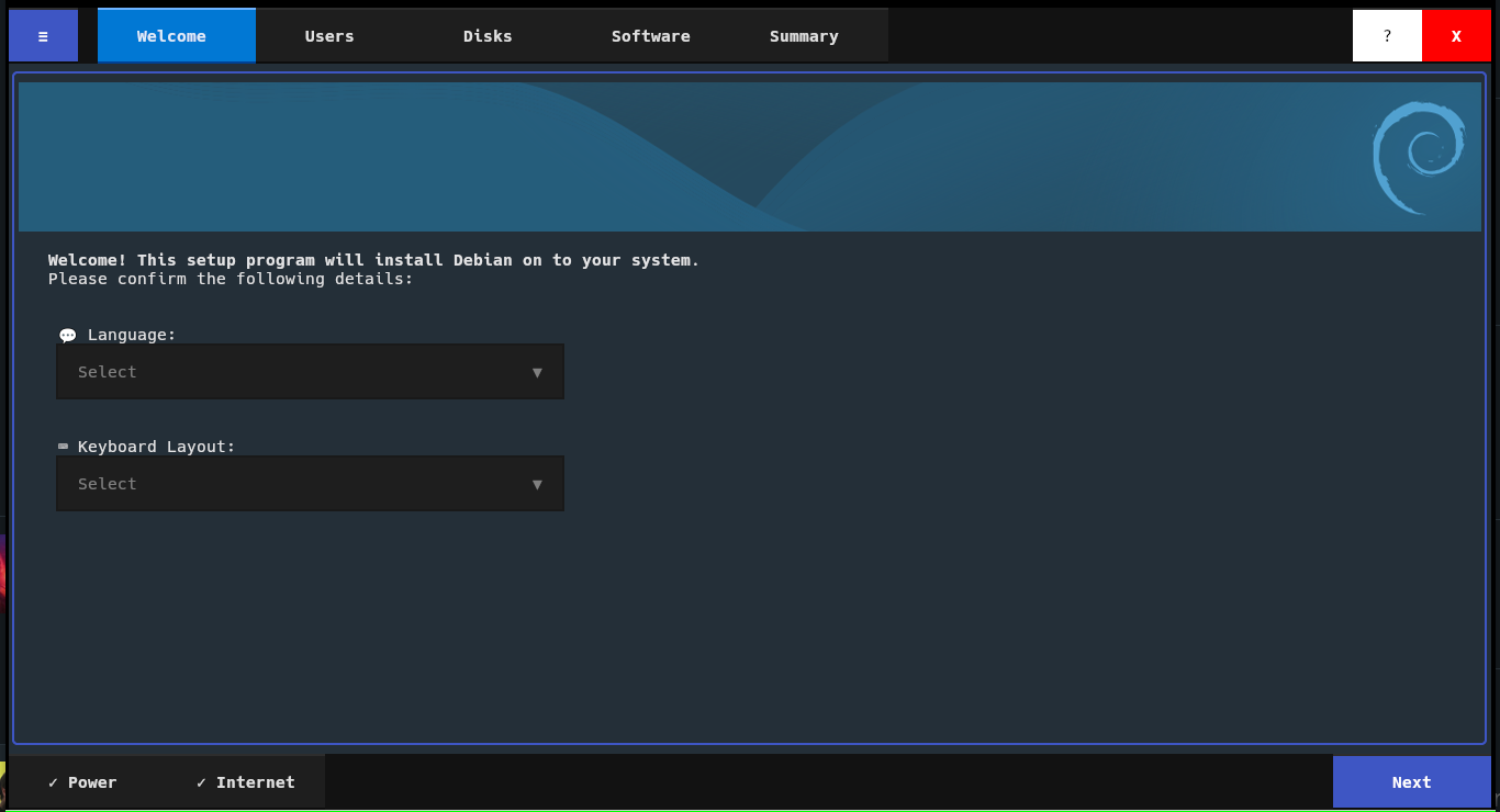 Screenshot of Yasi installer in TUI mode