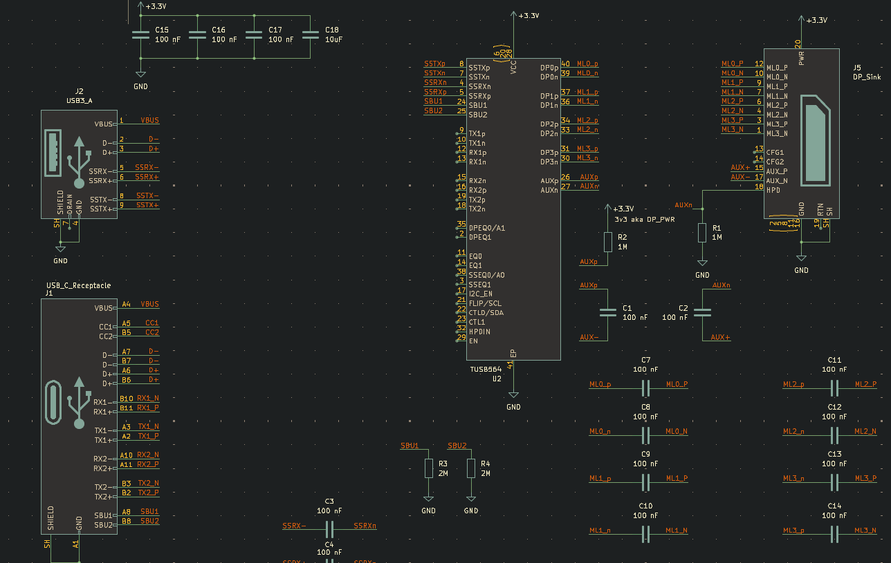 A kicad schematic with various elements and labels on them. Not everything is connected yet