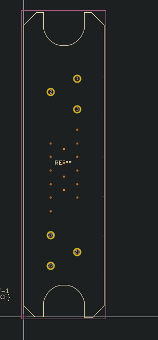 A screenshot of a footprint for a connector in KiCad